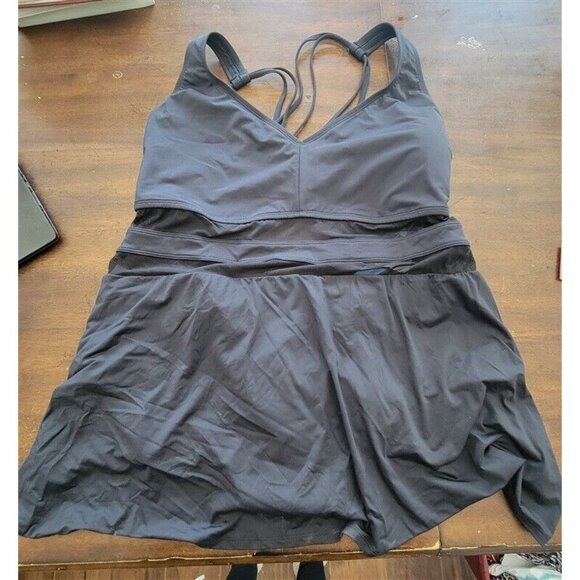 NWT Bleu Rod Beattie 22w Black Plus Mesh Cross Back 1PC Swimdress 122760 - Picture 4 of 4